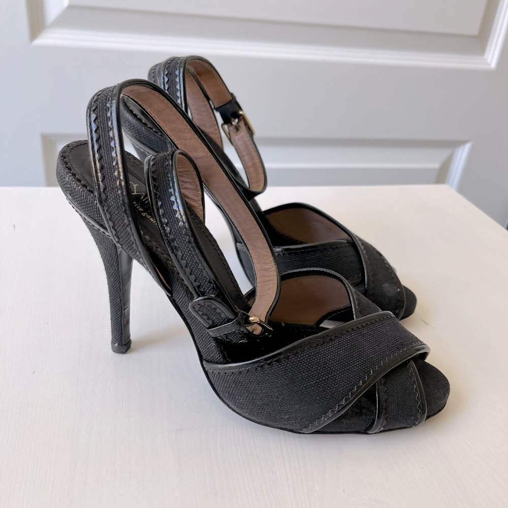 Saint Laurent YSL authentic heels pumps sandal open toe black strappy